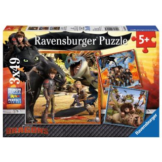 Puzzle Jak wytresować smoka 3x49 elementów, Ravensburger 092581