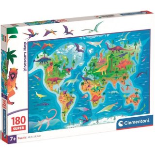 Puzzle SuperColor 180 elementów Clementoni 29790 Mapa z dinozaurami
