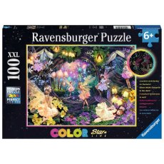 Puzzle XXL 100 elementów Ravensburger 13293 Świecące w ciemności Color Star Line Ogród wróżek