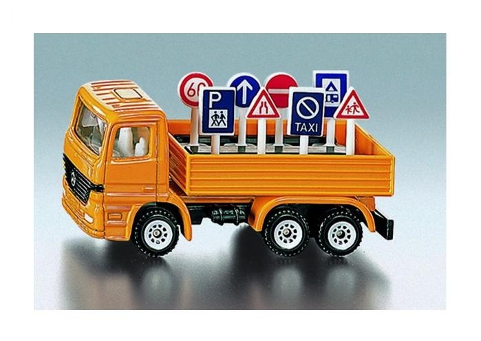 Ciężarówka służby drogowej ze znakami drogowymi Siku 1322