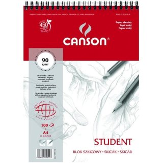 Szkicownik na spirali A4 100 kartek 90 g biały Canson Student