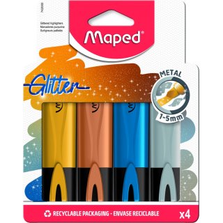 Zakreślacze Glitter brokatowe metaliczne 4 kolory Maped 420003